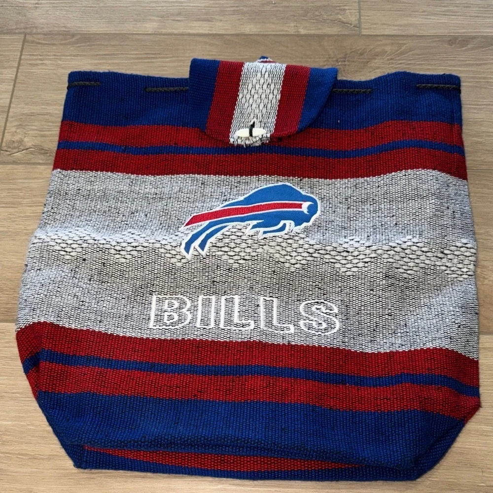 Buffalo Bills red and blue striped drawstring cinch sack backpack w/ team logo